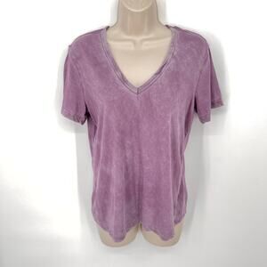 Cotton Citizen Womens NEW Standard V-Neck Tee Short Sleeve Size L Vintage Purple